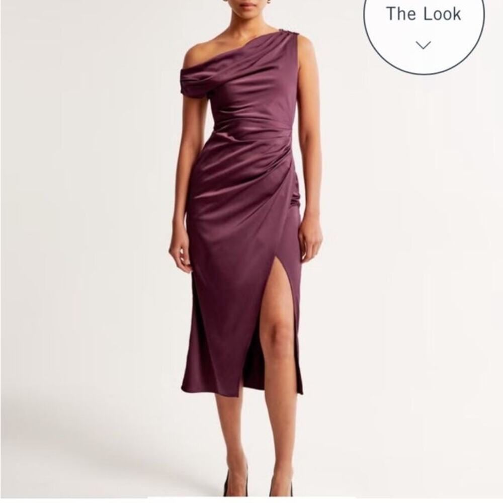 NWT Abercrombie & Fitch Plum Midi Satin Dress Women Size Small Petite